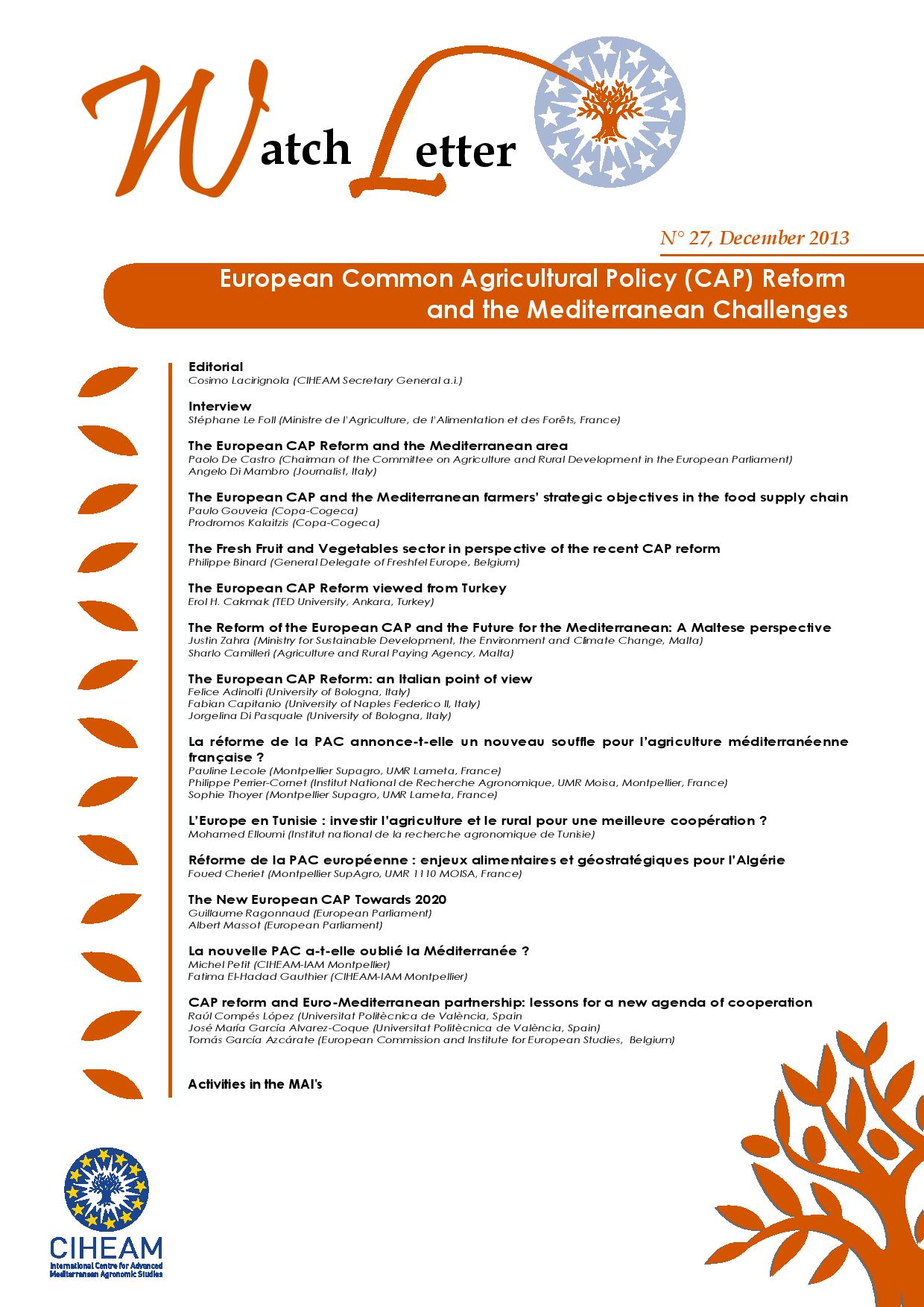 WL 27 European common agricultural policy (CAP) reform and the Mediterranean challenges